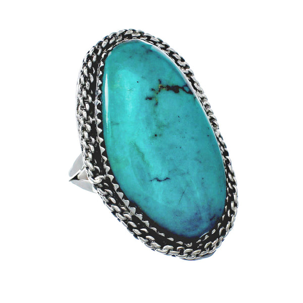 American Indian Genuine Sterling Silver Kingman Turquoise Ring Size 6-3/4 NN20230