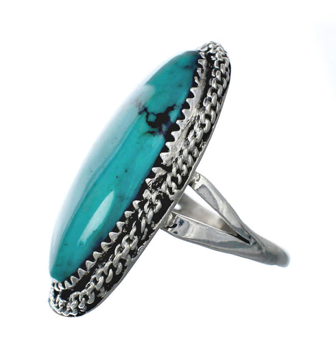 American Indian Genuine Sterling Silver Kingman Turquoise Ring Size 6-3/4 NN20230
