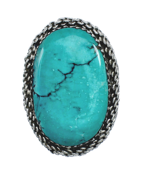 American Indian Genuine Sterling Silver Kingman Turquoise Ring Size 7 NN20228