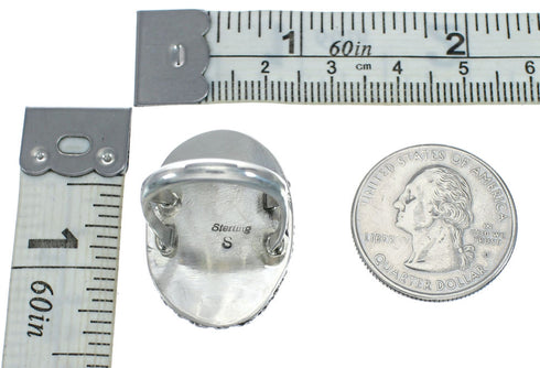 American Indian Genuine Sterling Silver Kingman Turquoise Ring Size 7 NN20228