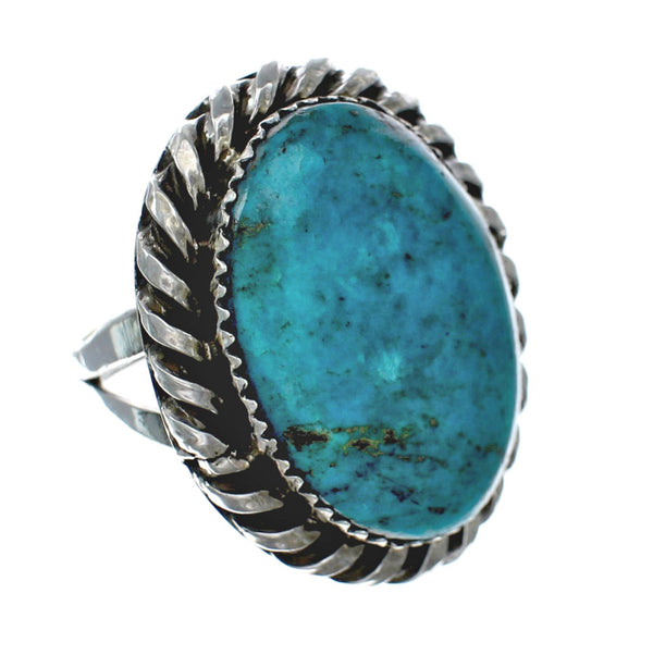 American Indian Genuine Sterling Silver Kingman Turquoise Ring Size 7 NN20216