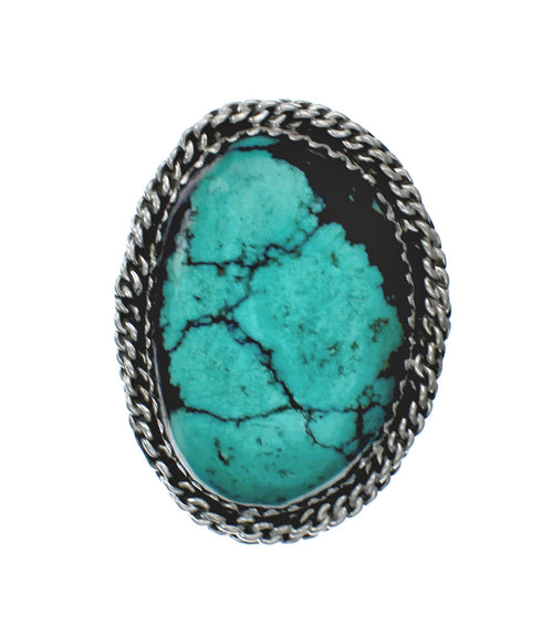 American Indian Genuine Sterling Silver Kingman Turquoise Ring Size 5-1/2 NN20229
