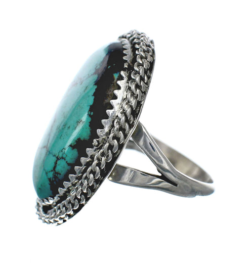 American Indian Genuine Sterling Silver Kingman Turquoise Ring Size 5-1/2 NN20229