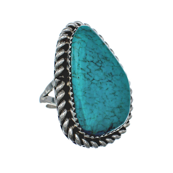 American Indian Genuine Sterling Silver Kingman Turquoise Ring Size 6-3/4 NN20224
