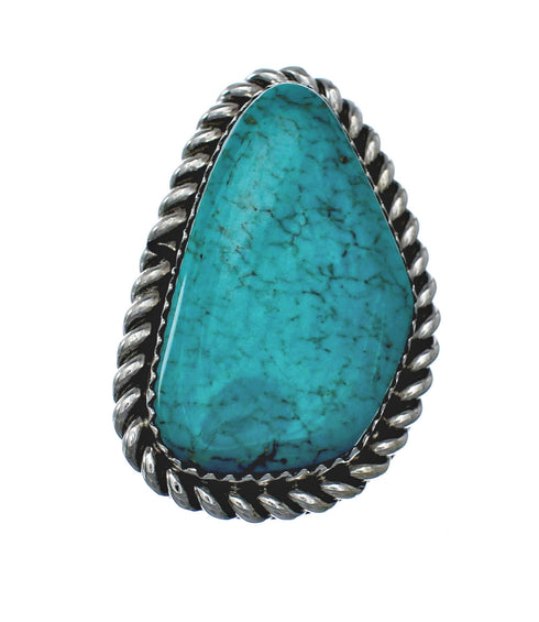 American Indian Genuine Sterling Silver Kingman Turquoise Ring Size 6-3/4 NN20224