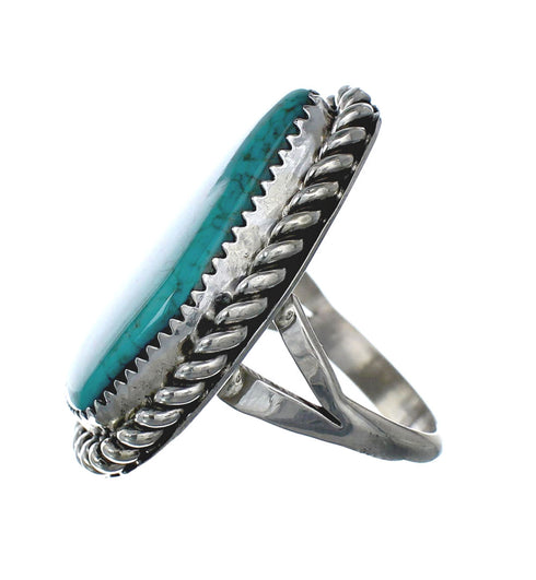 American Indian Genuine Sterling Silver Kingman Turquoise Ring Size 6-3/4 NN20224