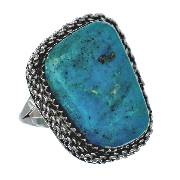 American Indian Genuine Sterling Silver Kingman Turquoise Ring Size 7-1/4 NN20220