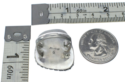 American Indian Genuine Sterling Silver Kingman Turquoise Ring Size 7-1/4 NN20220