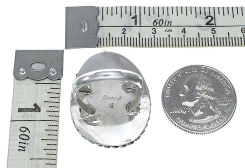 American Indian Genuine Sterling Silver Kingman Turquoise Ring Size 8-1/4 NN20221