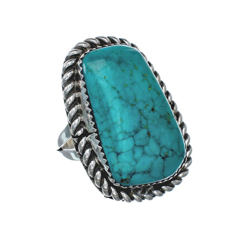 American Indian Genuine Sterling Silver Kingman Turquoise Ring Size 8-1/4 NN20223