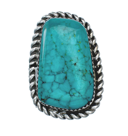 American Indian Genuine Sterling Silver Kingman Turquoise Ring Size 8-1/4 NN20223