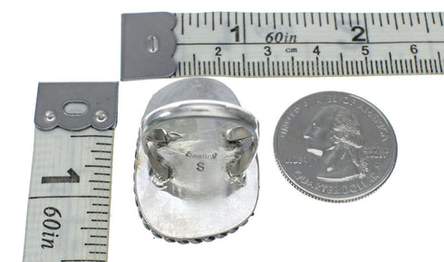 American Indian Genuine Sterling Silver Kingman Turquoise Ring Size 8-1/4 NN20223