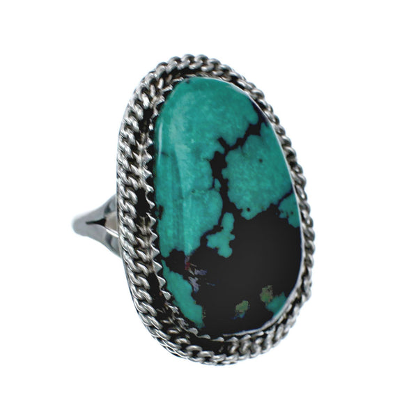 American Indian Genuine Sterling Silver Kingman Turquoise Ring Size 7-1/4 NN20231