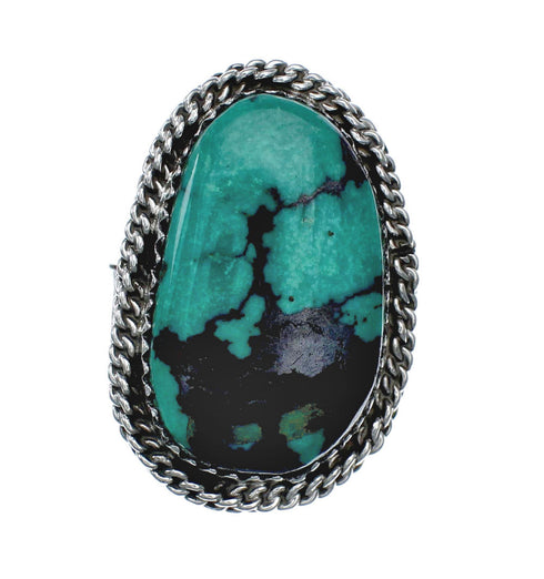 American Indian Genuine Sterling Silver Kingman Turquoise Ring Size 7-1/4 NN20231