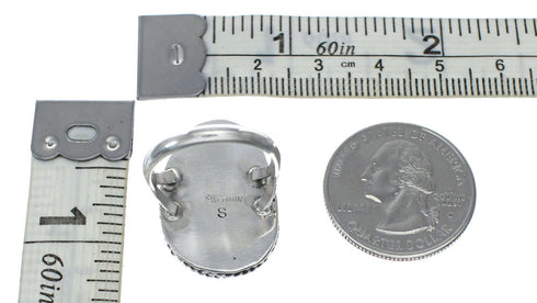 American Indian Genuine Sterling Silver Kingman Turquoise Ring Size 7-1/4 NN20231