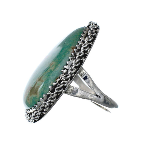 American Indian Genuine Sterling Silver Kingman Turquoise Ring Size 5-1/2 NN20204