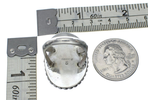 American Indian Genuine Sterling Silver Kingman Turquoise Ring Size 8 NN20210