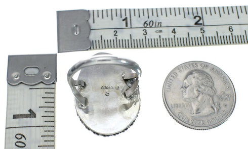 American Indian Genuine Sterling Silver Kingman Turquoise Ring Size 9 NN20212