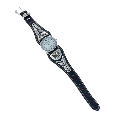 Navajo Leather Sterling Silver Watch NN20298