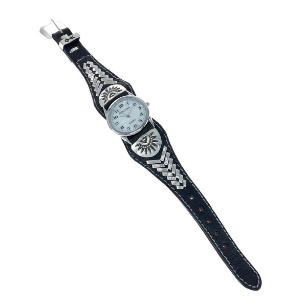 Navajo Leather Sterling Silver Watch NN20298