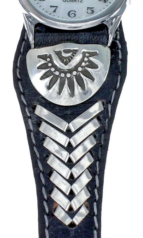Navajo Leather Sterling Silver Watch NN20298