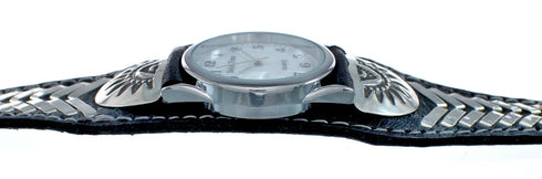 Navajo Leather Sterling Silver Watch NN20298