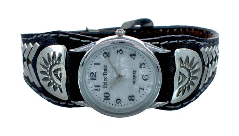 Navajo Leather Sterling Silver Watch NN20298