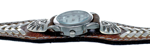 Native American Leather Sterling Silver Watch NN20307