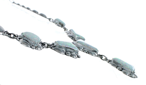 Navajo Opal And Sterling Silver Link Necklace And Earrings Set NN20319