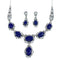 Genuine Sterling Silver Lapis Navajo Link Necklace And Earrings Set NN20324