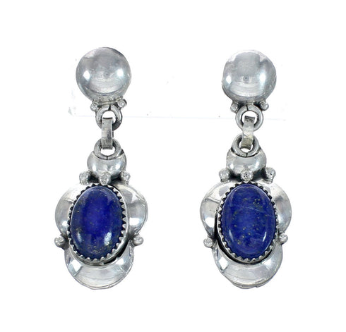 Genuine Sterling Silver Lapis Navajo Link Necklace And Earrings Set NN20324