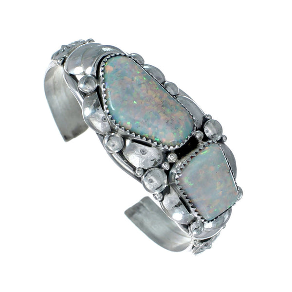 Opal Authentic Sterling Silver Navajo Cuff Bracelet NN20321
