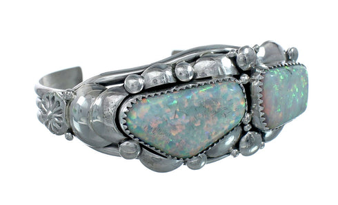 Opal Authentic Sterling Silver Navajo Cuff Bracelet NN20321