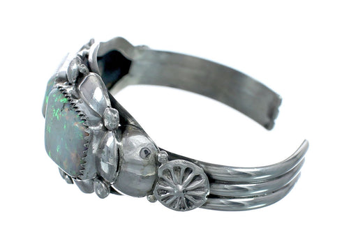 Opal Authentic Sterling Silver Navajo Cuff Bracelet NN20321