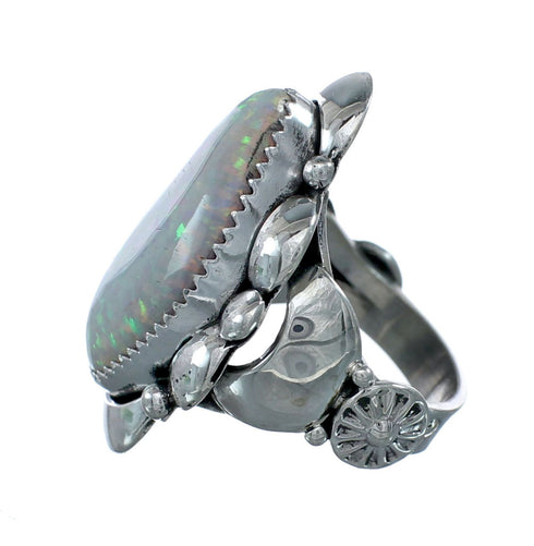 Navajo Indian Sterling Silver White Opal Ring Size 7-3/4 NN20327