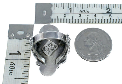 Navajo Indian Sterling Silver White Opal Ring Size 7-3/4 NN20327