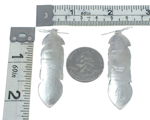 Native American Sterling Silver 12 Karat Gold Filled And Onyx Hook Dangle Earrings NN20359