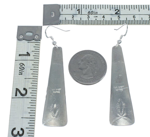 Native American Sterling Silver 12 Karat Gold Filled And Turquoise Hook Dangle Earrings NN20356