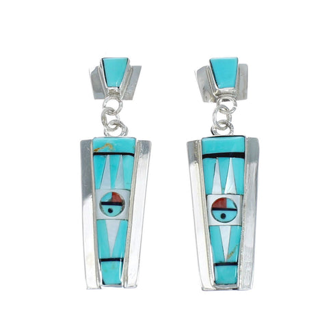 Sterling Silver Zuni Multicolor Post Dangle Earrings NN20348