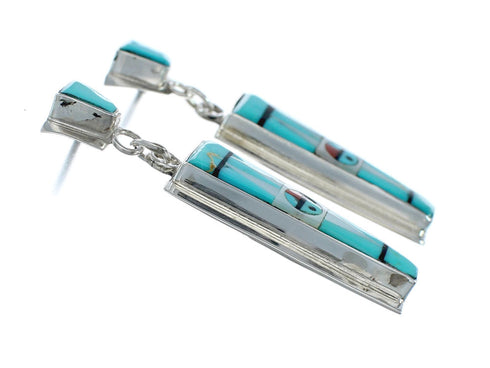 Sterling Silver Zuni Multicolor Post Dangle Earrings NN20348