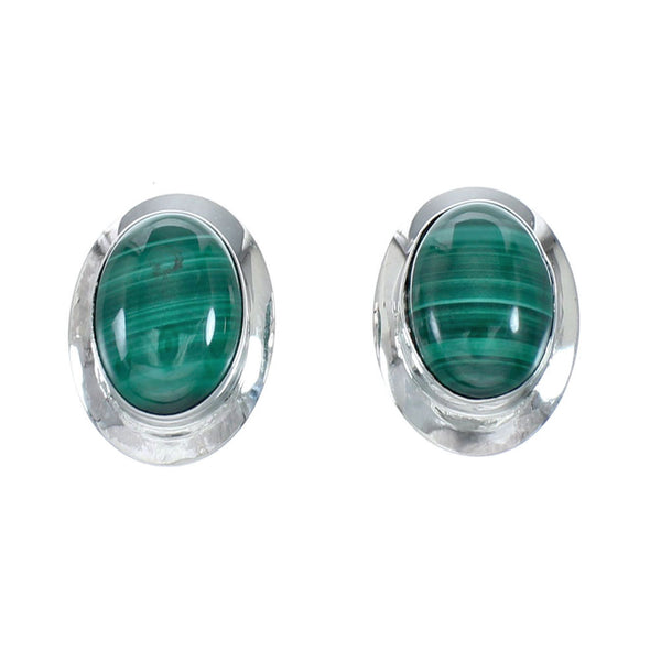 Malachite Navajo Sterling Silver Post Earrings NN20352