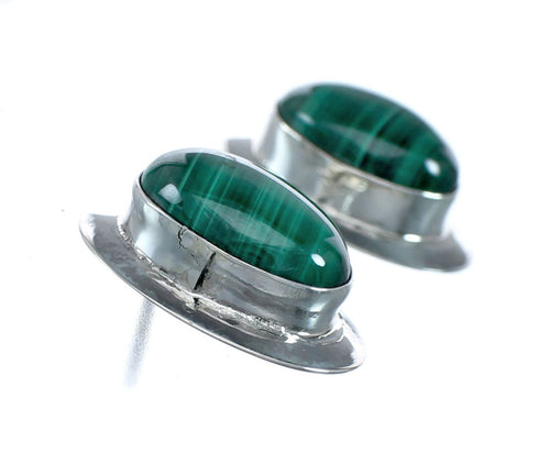 Malachite Navajo Sterling Silver Post Earrings NN20352
