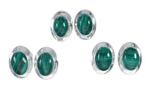 Malachite Navajo Sterling Silver Post Earrings NN20352