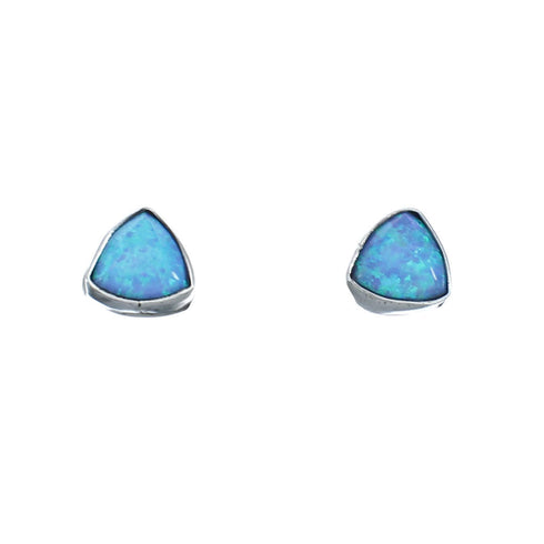 Sterling Silver Opal Navajo Triangle Post Stud Earrings NN20308