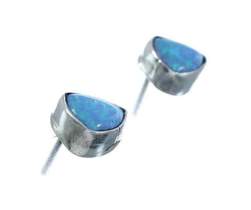 Sterling Silver Opal Navajo Triangle Post Stud Earrings NN20308