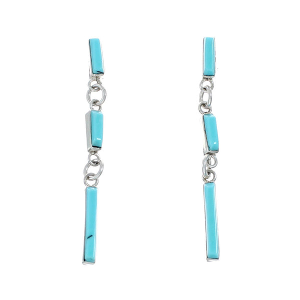 Sterling Silver Genuine Turquoise Dangle Link Earrings NN20310