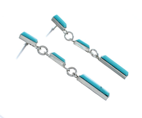 Sterling Silver Genuine Turquoise Dangle Link Earrings NN20310