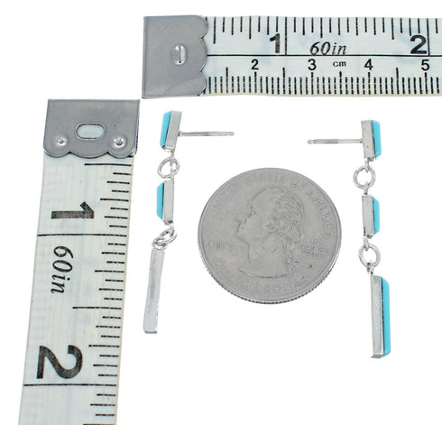 Sterling Silver Genuine Turquoise Dangle Link Earrings NN20310