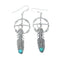 Navajo Sterling Silver Turquoise Medicine Wheel Feather Post Dangle Earrings NN20309