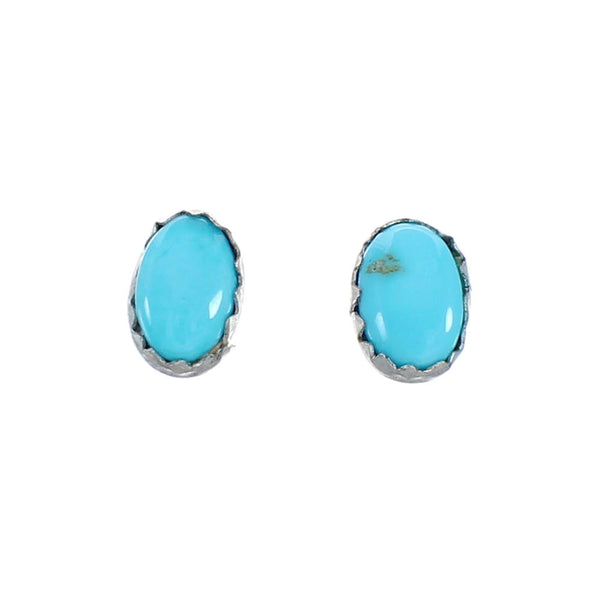Navajo Turquoise Sterling Silver Post Earrings NN20314